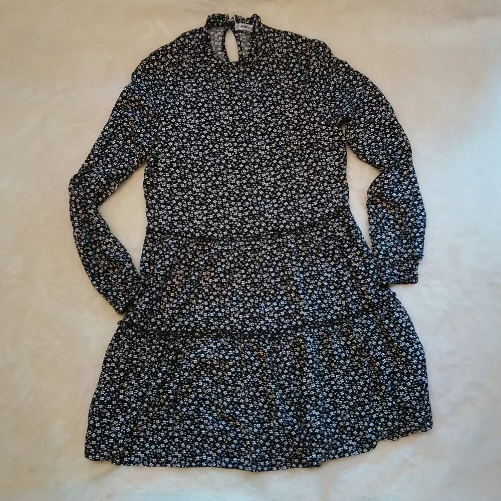 FB Sister Womens Black And White Floral Summer Long Sleeve Light Short Dress 🌷